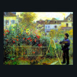 Renoir - Monet Painting in His Garden ポスター<br><div class="desc">Renoir - Monet Painting in His Garden artwork postcard.</div>