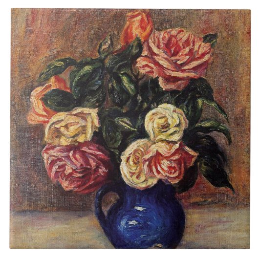 Renoir - Roses in a Blue Vase タイル (正面)