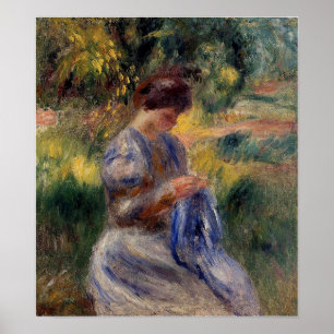 Renoir - The Embroiderer (Woman In A Garden) ポスター