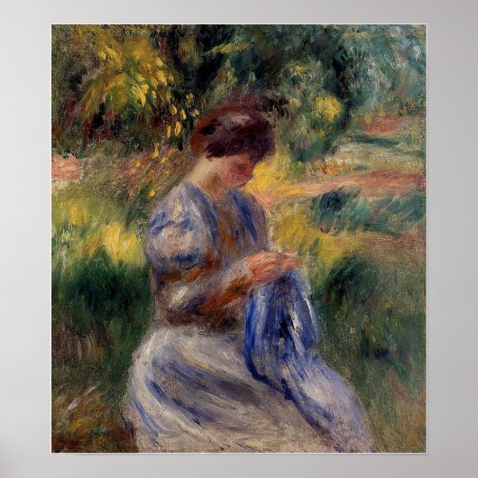 Renoir - The Embroiderer (Woman In A Garden) ポスター (正面)