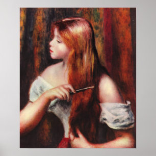 Renoir Young Girl Combing Her Hair Poster ポスター