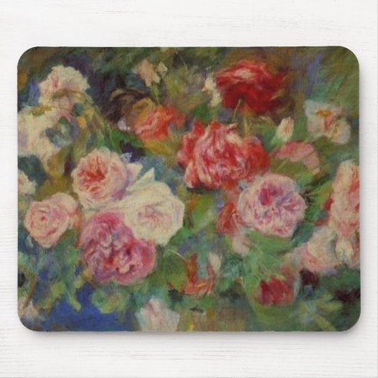 Renoir'aバラの静物画のつぼ マウスパッド (正面)