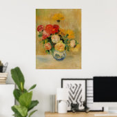 Renoir's A Vase of Roses and Dahlias ポスター (ホームオフィス)