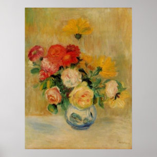 Renoir's A Vase of Roses and Dahlias ポスター