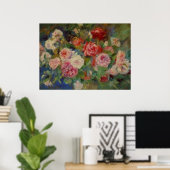 Renoir's Roses in a Vase Still Life ポスター (ホームオフィス)