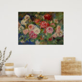 Renoir's Roses in a Vase Still Life ポスター (キッチン)