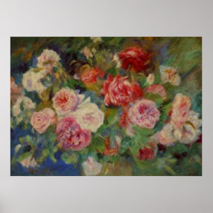 Renoir's Roses in a Vase Still Life ポスター