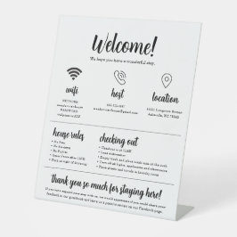 Rental Welcome Sign, Editable Airbnb Tabletop Sign 台座サイン