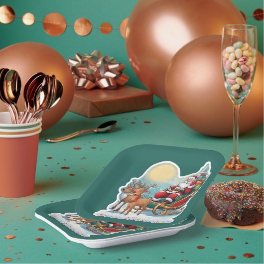 Rentierschlitten mit Rudi -  ペーパープレート (複数)