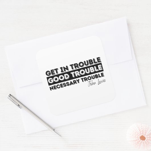 Rep John Lewis引用文 スクエアシール (封筒)