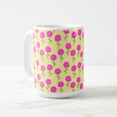 Repeat Flower Pattern with Hot Pink Flowers コーヒーマグカップ (正面左)