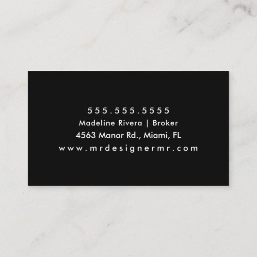 Repeat Home Sale不動産仲介業者ブローカー白黒 名刺 (裏面)