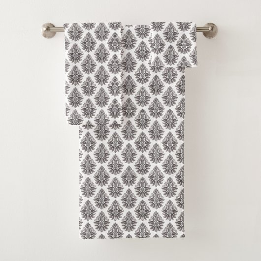 Repeating black floral pattern towel バスタオルセット