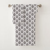 Repeating black floral pattern towel バスタオルセット (インサイチュ)