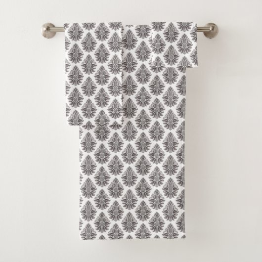 Repeating black floral pattern towel バスタオルセット (インサイチュ)