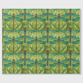 Repeating dragonfly pattern on green ラッピングペーパー (フラット)
