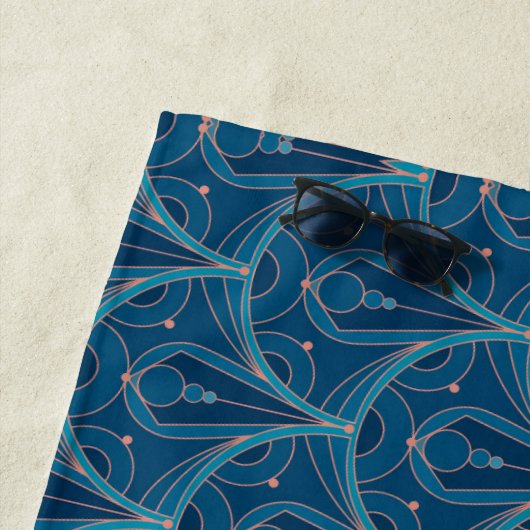 Repeating geometric Art Deco pattern ビーチタオル (インサイチュ)