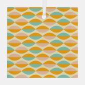 Repeating geometric pattern in beige background ガラスオーナメント (裏面)