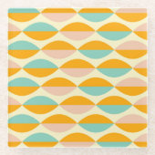 Repeating geometric pattern in beige background ガラスコースター (正面)