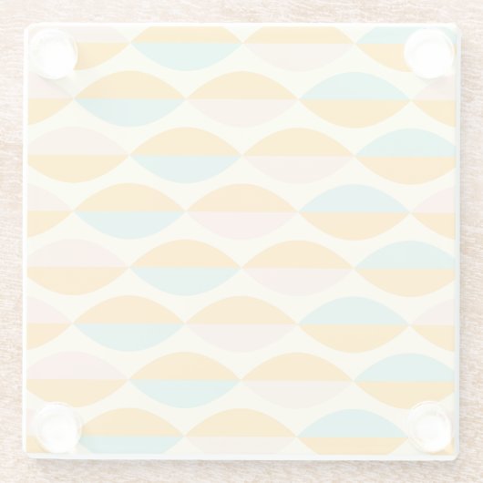 Repeating geometric pattern in beige background ガラスコースター (裏面)