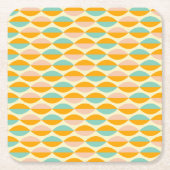 Repeating geometric pattern in beige background スクエアペーパーコースター (正面)