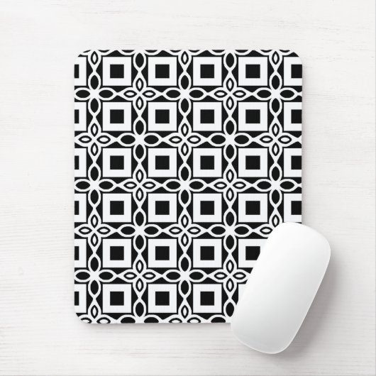 Repeating GEOMETRIC PATTERN in black and white マウスパッド (マウス)