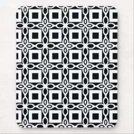 Repeating GEOMETRIC PATTERN in black and white マウスパッド