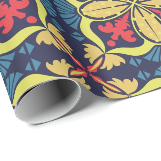 Repeating geometric pattern with red and yellow ラッピングペーパー (ロールコーナー)