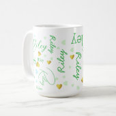 Repeating Green Short Name with Loveハート コーヒーマグカップ (正面左)