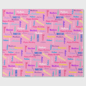 REPEATING NAMEハッピーバースデーガールズピンク ラッピングペーパー (フラット)