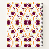Repeating pattern of cheerful purple mugs ノートブック (裏面)