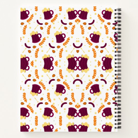 Repeating pattern of cheerful purple mugs ノートブック (裏面)