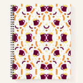 Repeating pattern of cheerful purple mugs ノートブック (正面)