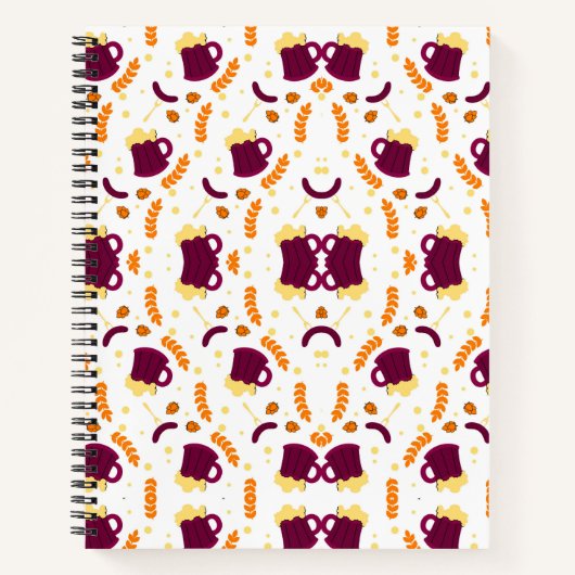 Repeating pattern of cheerful purple mugs ノートブック (正面)