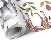 Repeating pattern of lions, giraffes, and elephant ラッピングペーパー (ロールコーナー)