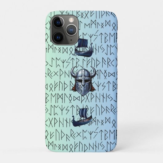 Repeating Viking Ships and Helmet Design over Rune Case-Mate iPhoneケース (裏)