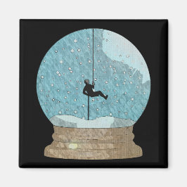 Repelling rock climber snow globe  マグネット