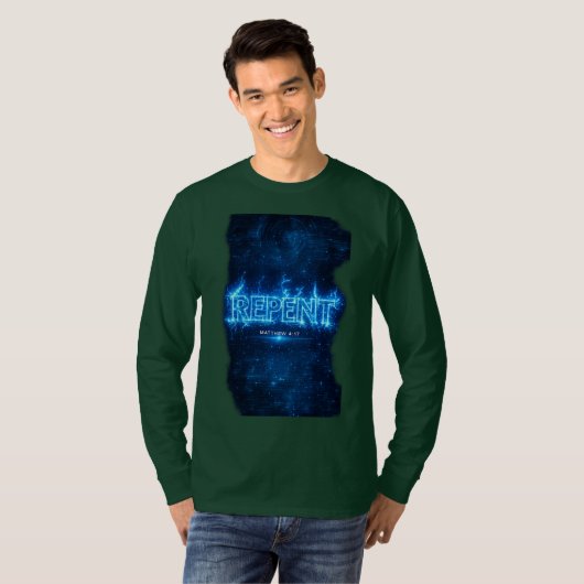 REPENT – マタイによる福音書 4:17 ロンT Tシャツ (正面フル)