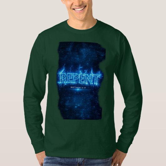 REPENT – マタイによる福音書 4:17 ロンT Tシャツ (正面)