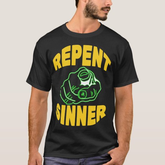 Repent Sinner boy retro Tシャツ (正面)