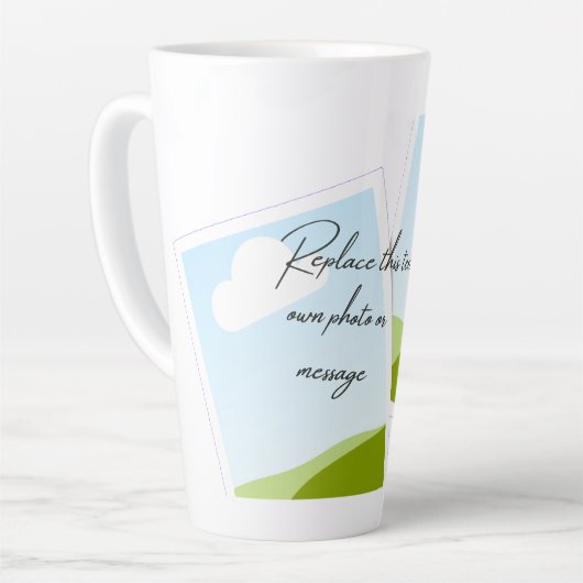 Replace This Text With Your Own Photo or Message カフェラテマグ (左アングル)