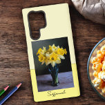 Replaceable Daffodils in Vase Still Life Photo Samsung Galaxy S22 Ultraケース<br><div class="desc">This watercolor effect photo of Daffodils in a glass vase design is ready to personalize. Personalize the text, remove the text or use the edit design tool to select a font style, size, and color you prefer. Keep or replace the Daffodil photo with one of your favorite photos. Keep for...</div>