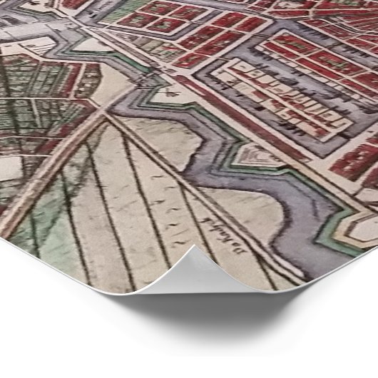 Replica city map of Amsterdam 1652 ポスター (角)