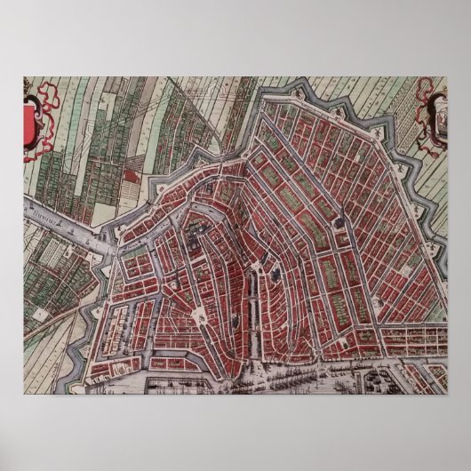Replica city map of Amsterdam 1652 ポスター (正面)
