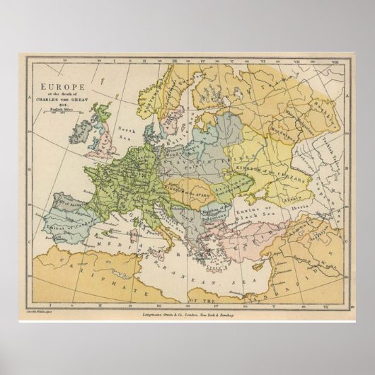 Replica Map of Pre World War I Europe ポスター (正面)