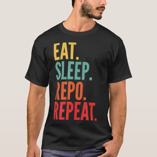 Repo Crypto 食べ Sleep  Repo Repeat  Tシャツ (正面)