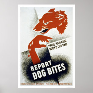 Report Dog Bites 1941 WPA ポスター