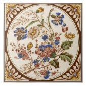Reproアンティーク数々のカラーフローラ手彩色 タイル (正面)