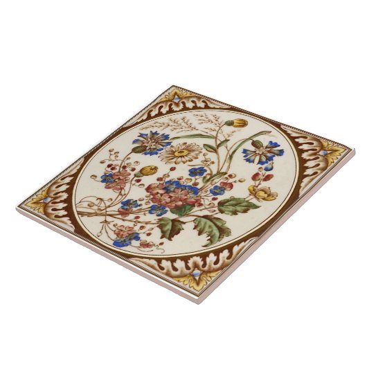 Reproアンティーク数々のカラーフローラ手彩色 タイル (側面)