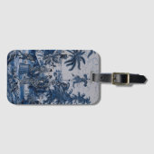 Reproチノイスリーデルフトブルーとホワイトタイル ラゲッジタグ (正面横)